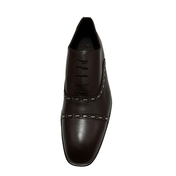 Roberto Cavalli Mens Cap-Toe Brown Leather Oxfords - Picture 6 of 6